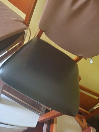 4 Sillas Comedor Madera y Cuero