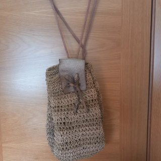 Mochila Bolso de rafia y cuero