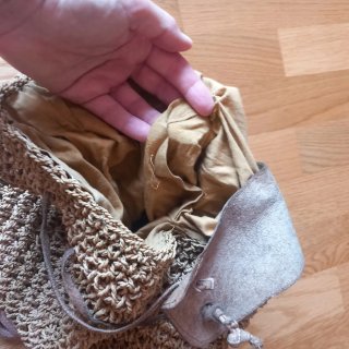 Mochila Bolso de rafia y cuero