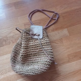 Mochila Bolso de rafia y cuero