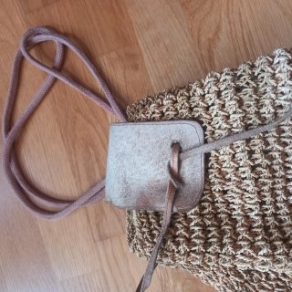 Mochila Bolso de rafia y cuero