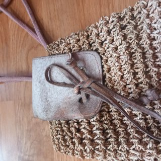 Mochila Bolso de rafia y cuero