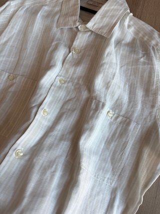 Camicia Gran Sasso Uomo L Righe Beige Bianco Lino