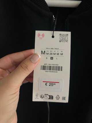 Chaqueta Bomber Zara Negra Talla M