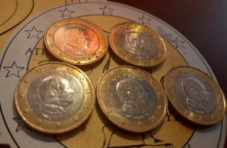 5 Monete 1 Euro Monaco 2021, 2022, 2024
