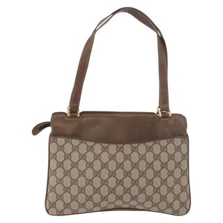 GUCCI GG Supreme Tote Bag PVC Beige Gold 86 02