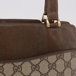 GUCCI GG Supreme Tote Bag PVC Beige Gold 86 02
