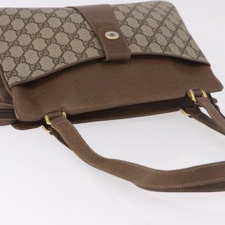 GUCCI GG Supreme Tote Bag PVC Beige Gold 86 02