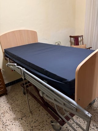 Cama articulada eléctrica beige y azul