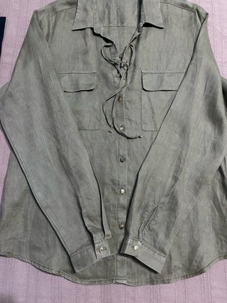 Blusa Maddison Lino T40 Verde Oliva