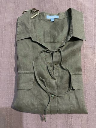 Blusa Maddison Lino T40 Verde Oliva