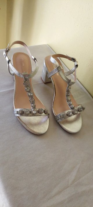 Sandali eleganti argento tacco 39