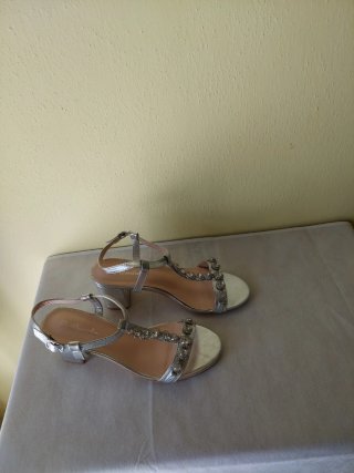 Sandali eleganti argento tacco 39