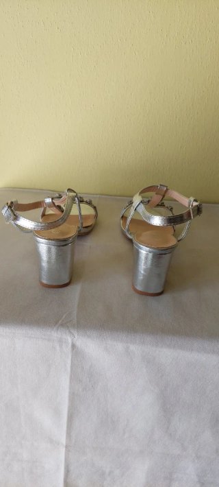 Sandali eleganti argento tacco 39