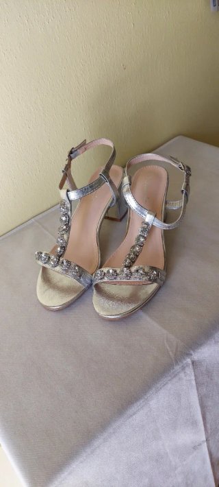 Sandali eleganti argento tacco 39