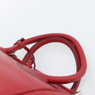 PRADA Hand Bag Leather Red Silver Auth 183707A -