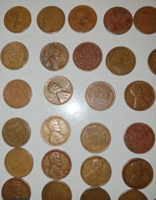 Lote 100 Monedas One Cent USA ( trigo, wheat) .