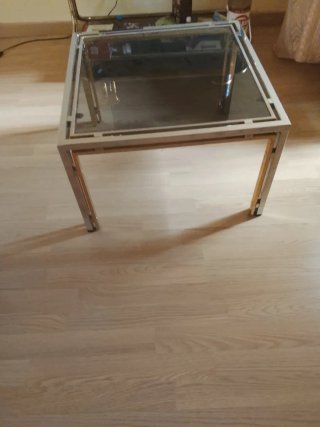 Mesa centro vintage cristal y metal