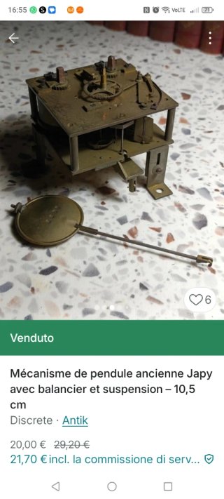 Meccanismo pendola Japy antico