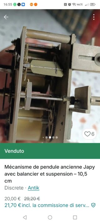 Meccanismo pendola Japy antico