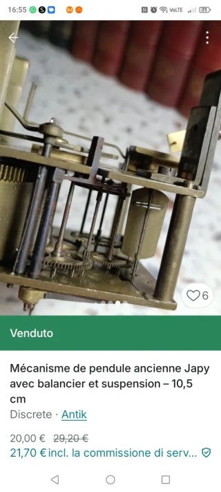 Meccanismo pendola Japy antico