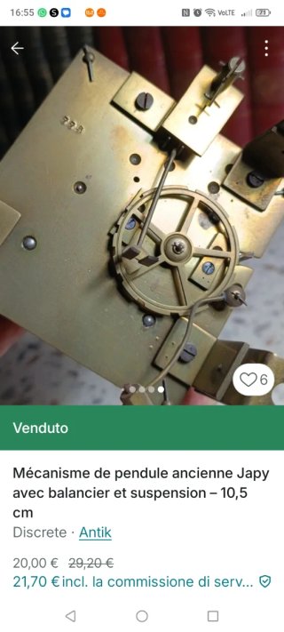Meccanismo pendola Japy antico