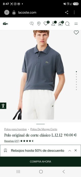 Camiseta Lacoste Gris Talla L