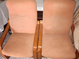 2 Sillones Naranja Tela y Madera