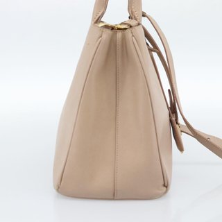 PRADA Hand Bag Safiano Leather 2way Beige Gold
