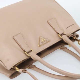 PRADA Hand Bag Safiano Leather 2way Beige Gold