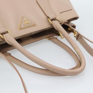 PRADA Hand Bag Safiano Leather 2way Beige Gold