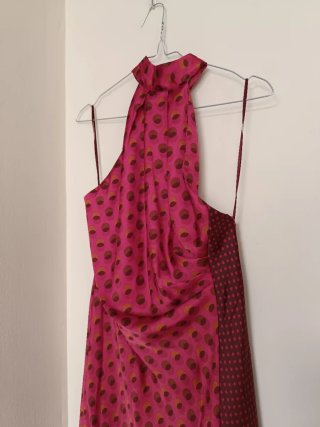 Vestido Midi satinado Halter Lunares zara talla M