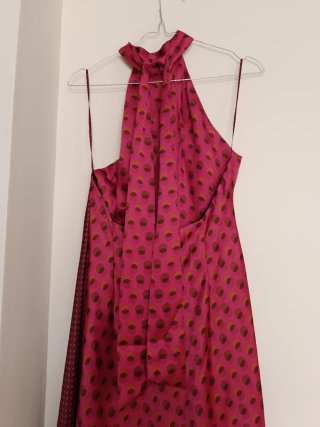 Vestido Midi satinado Halter Lunares zara talla M