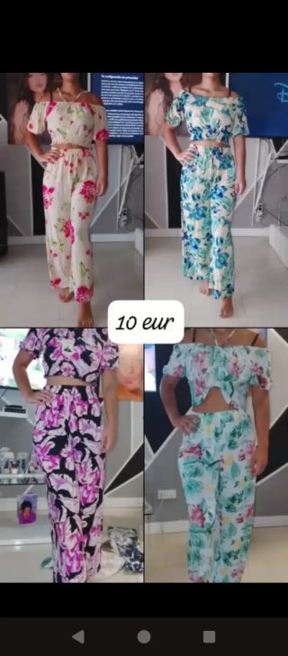Conjunto floral crop top y pantalón