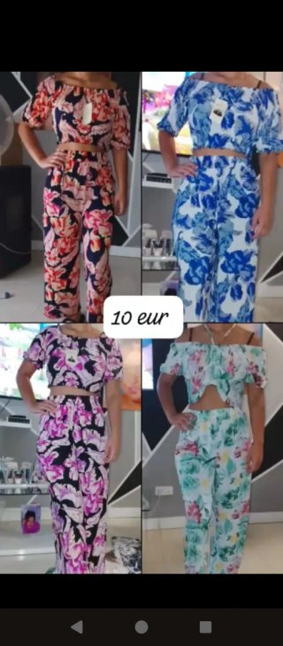 Conjunto floral crop top y pantalón