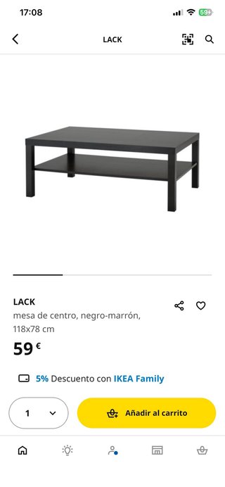 Mesa de centro Ikea LACK negra