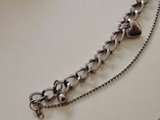 Pulsera doble acero corazón y bolitas