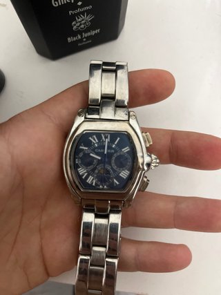 Orologio Cartier Anni 2000 Argento Blu