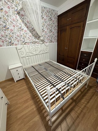 Cama Hierro Forjado Blanca 135x190 + Somier
