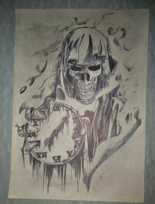 Dibujo La Parca con Reloj
