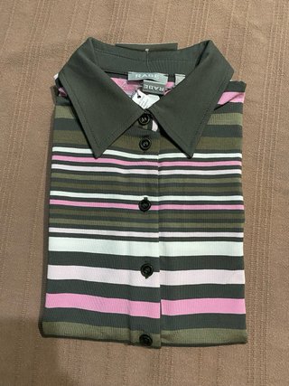 Blusa Rabe T38 Rayas Marrón y Rosa