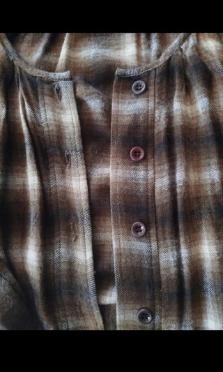 Camisa Zara cuadros marrón y beige