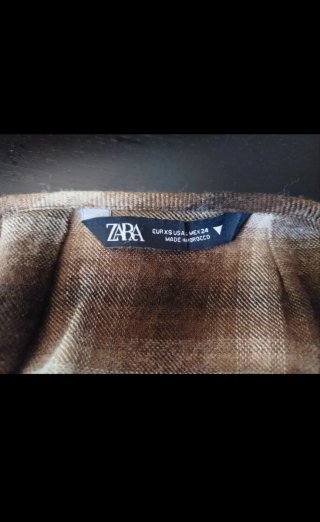 Camisa Zara cuadros marrón y beige