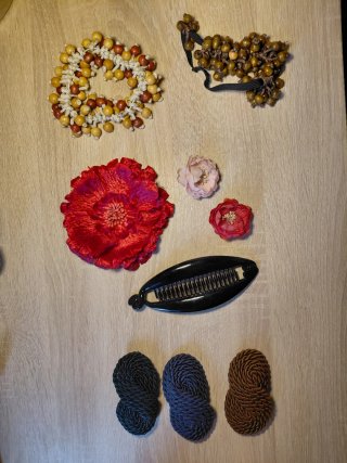 Lote Accesorios Pelo Flores y Cuentas