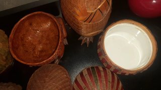 Lotto 5 cestini vimini Shanghai Handicrafts