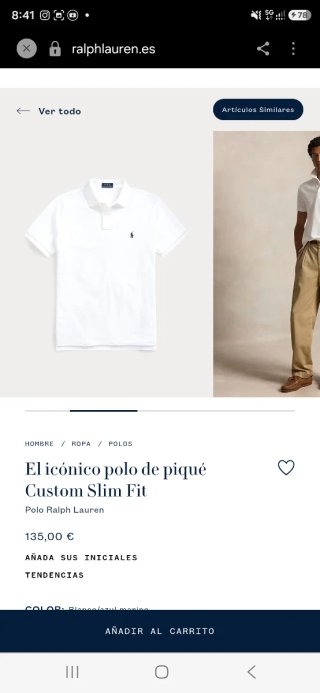 Polo Ralph Lauren Custom Slim Fit Piqué Blanco