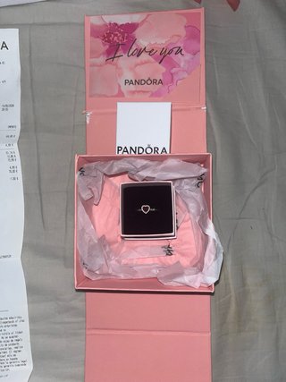 Anillo Pandora Corazón Rosa y Plata