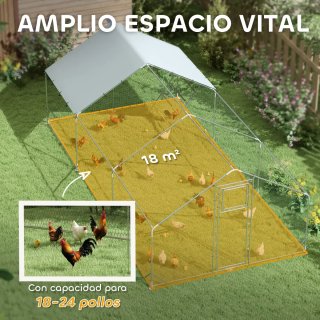Gallinero Metálico Exterior 3x6m con Percha