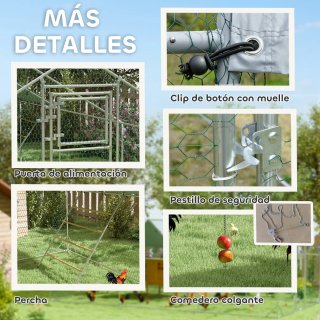 Gallinero Metálico Exterior 3x6m con Percha