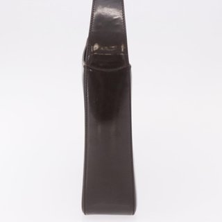 GUCCI Shoulder Bag Patent Leather Brown Silver